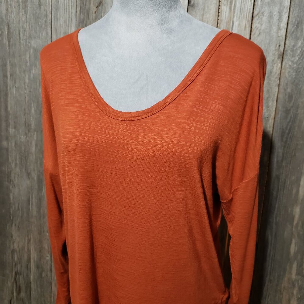 Old Navy Luxe S Tunic‎ Top Knit Tee Orange LS Casual Comfy Rustic Cottage Desert - Picture 3 of 7